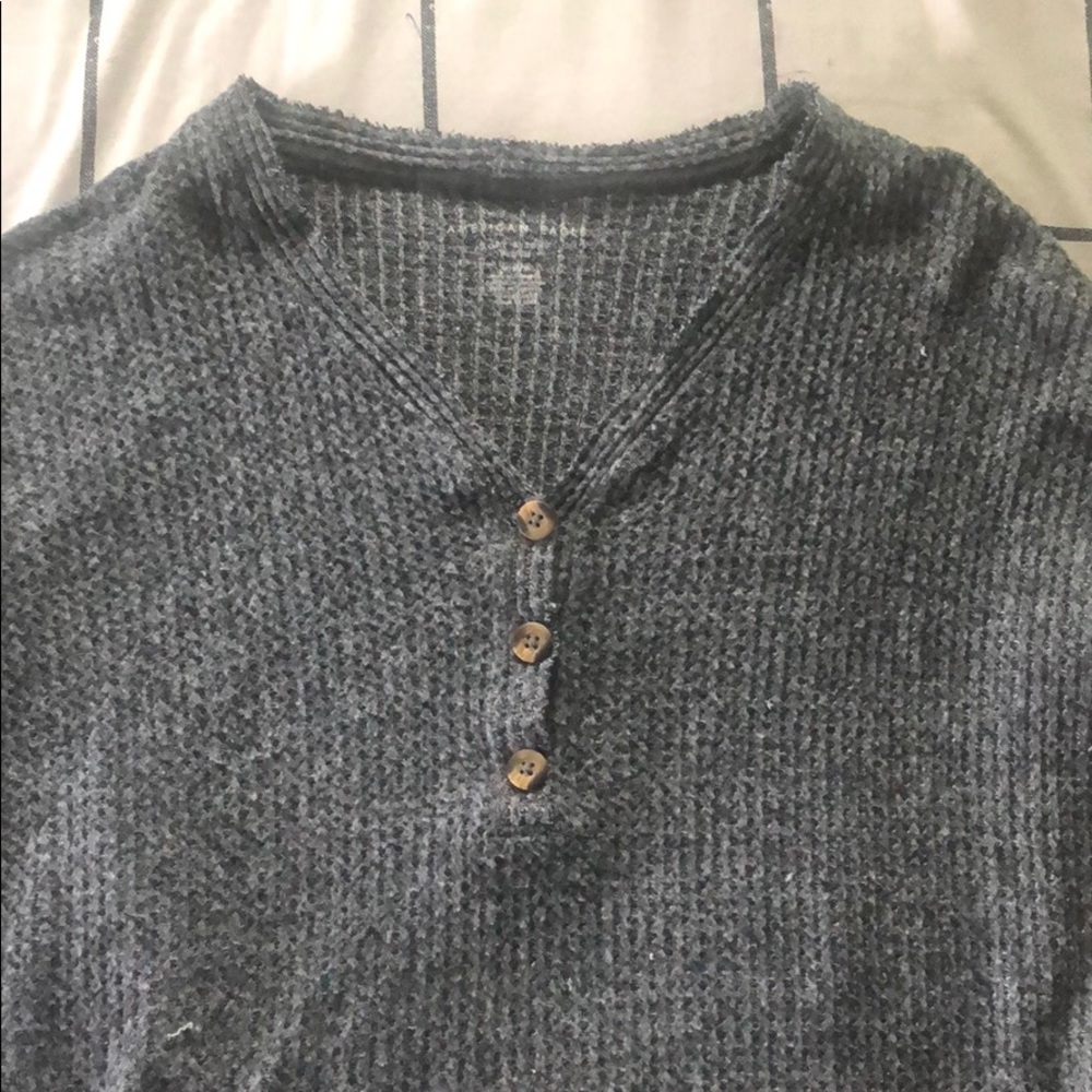 grey v neck henley